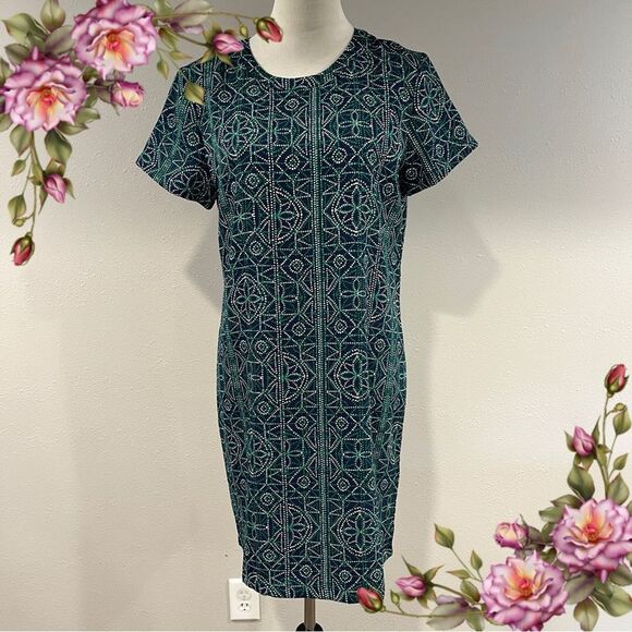 Adrienne Vittadini Geometric Patterned short sleeve Dress - size 8 - Picture 1 of 12